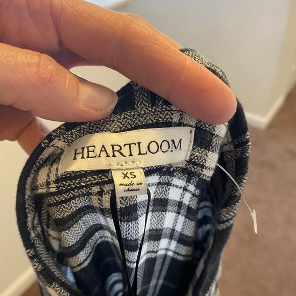 REVOLVE HEARTLOOM KASEY DRESS PLAID SHIRTDRESS BLACK WHITE TIE WAIST XS NEW $120 - Picture 10 of 11